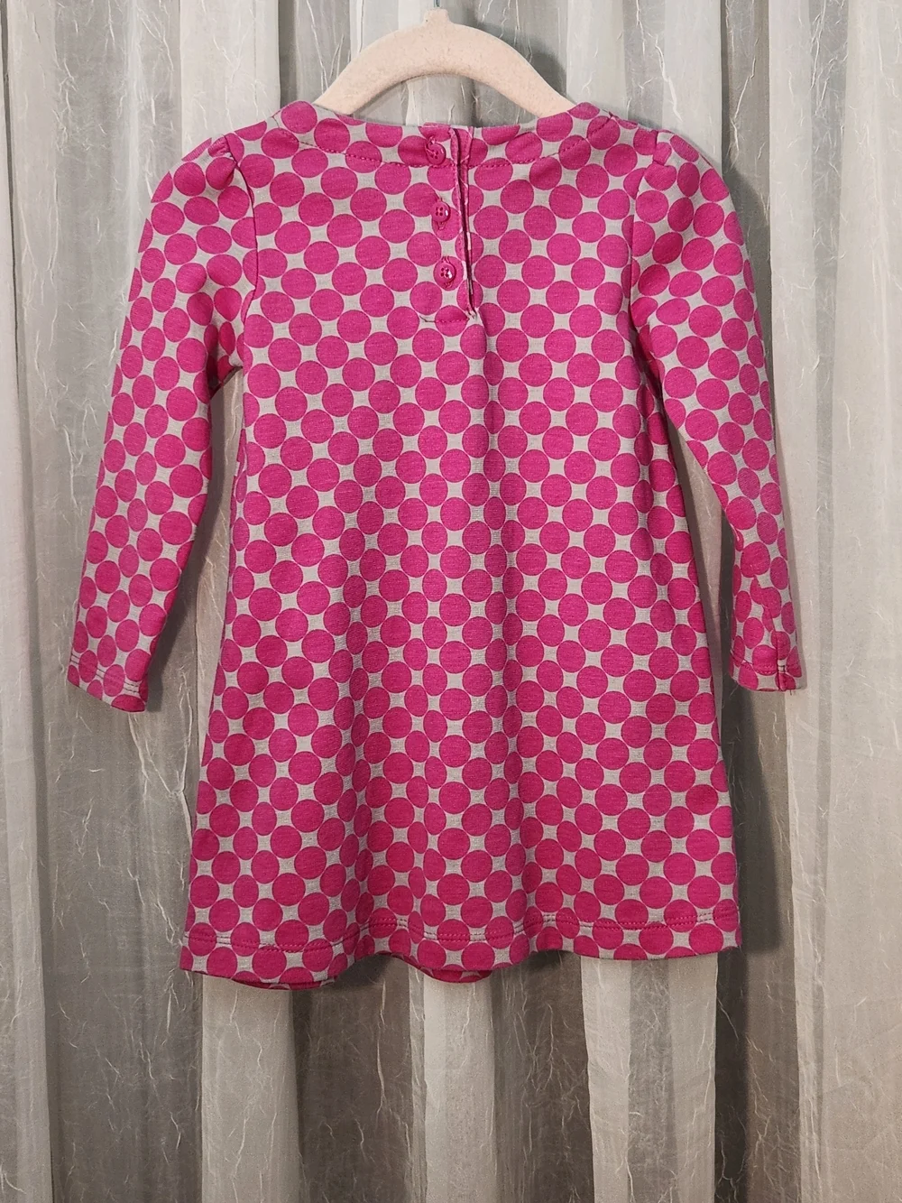 Gymboree Pink Polka Dot Long Sleeve Dress w/ Bow, Size 18/24m, EPreLC
